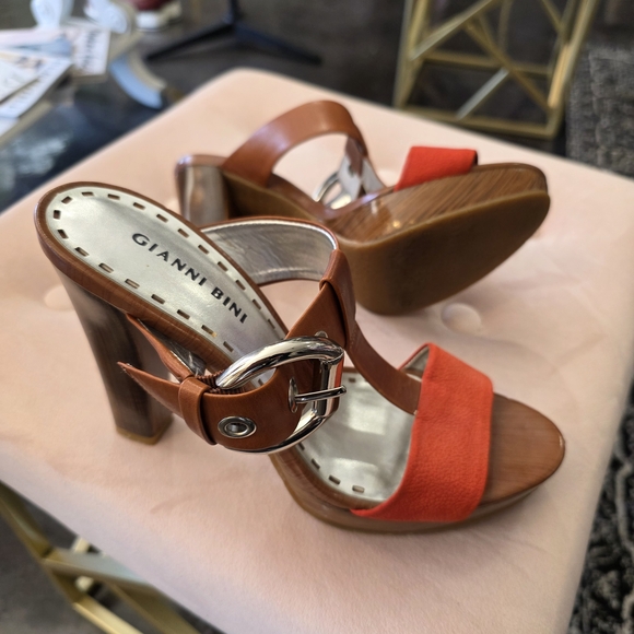Gianni Bini Orange and Tan Heeled Sandals - Picture 3 of 5